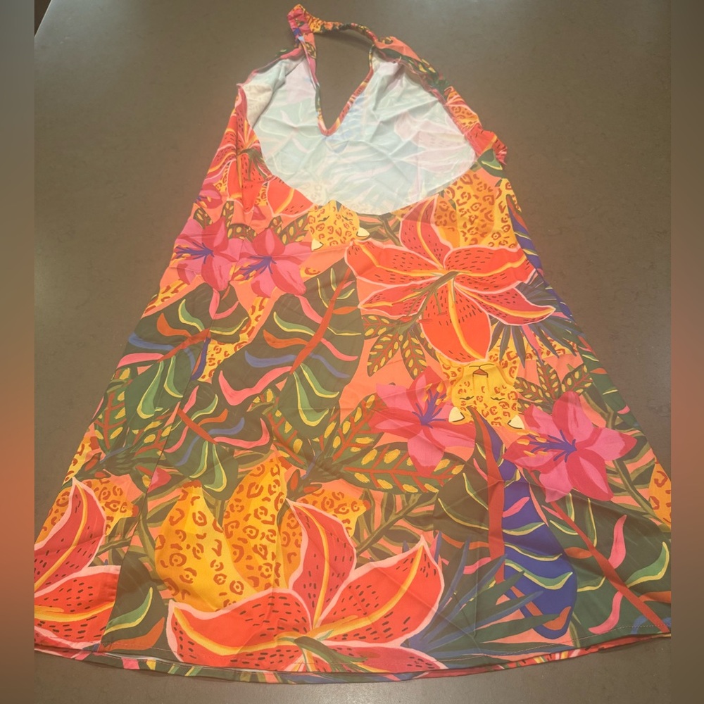 NWT Tropical Print Halter Dress Sz: XS - Picture 3 of 7